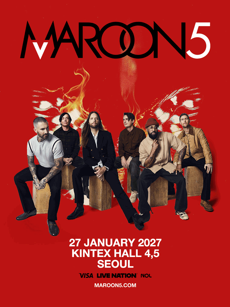 2027년 1월 27일 킨텍스 제1전시장 4·5홀에서 열리는 Maroon 5 Asia 2027 in Seoul 공식 포스터